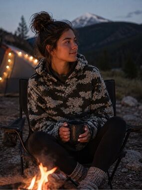 Cozy Mountain Nights PINK Victoria's Secret Camo Sherpa Hooded Pullover